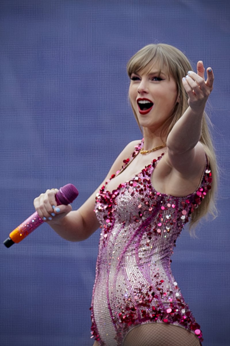 Taylor Swift Taylor Swift performs on stage during an Eras Tour show