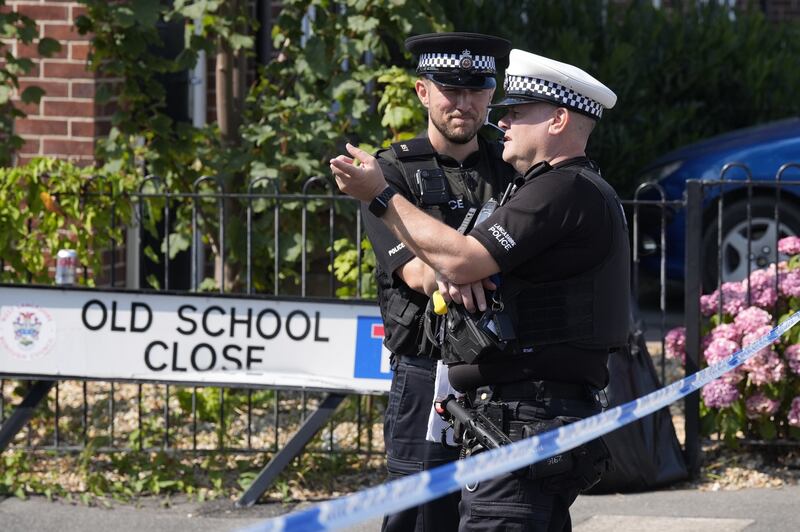 Police activity on Old School Close in the village of Banks, Lancashire