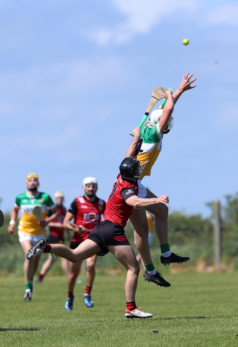 Down and Offaly in action during Round 5 of the Joe McDonagh Cup at McKenna Park Ballycran on 05-25-2024. Pic Philip Walsh