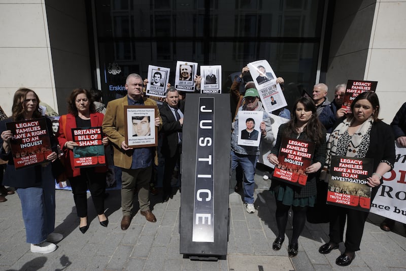 Time for Truth and Justice campaigners protest against the Northern Ireland Troubles (Legacy and Reconciliation) Bill