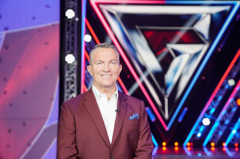 Bradley Walsh on Gladiators. (BBC / James Stack / © Hungry Bear Media Ltd)