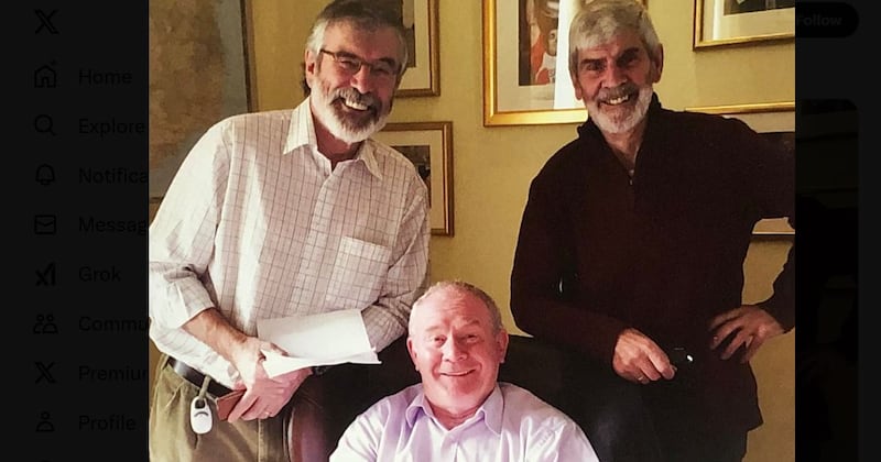 Gerry Adams and Martin McGuinness with Ted Howell