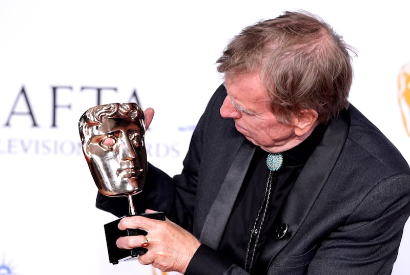 Timothy Spall in the press room after winning the leading actor award for The Sixth Commandment at the Bafta TV Awards 2024