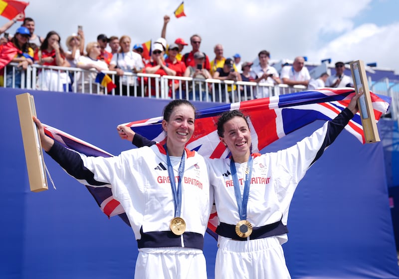 Great Britain’s Emily Craig and Imogen Grant becomming Olympics champions