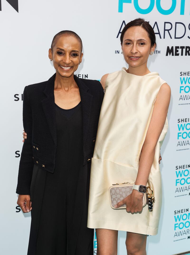 Roberts and partner Kate Holderness at the 2024 Women’s Football Awards in May