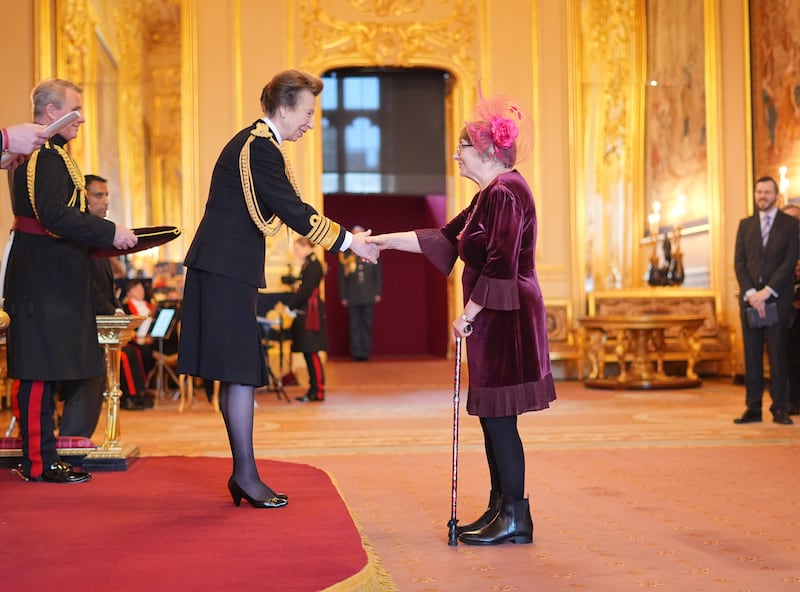 Patricia Gregory, from London, Founding Member of the Women’s Football Association, is made a Member of the Order of the British Empire by the Princess Royal at Windsor Castle