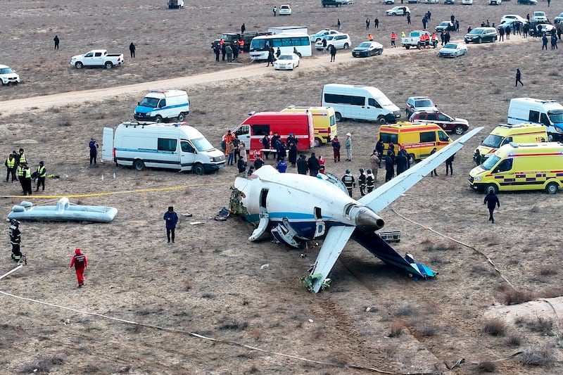 At least 32 people are believed to have survived the crash (AP Photo/Azamat Sarsenbayev)