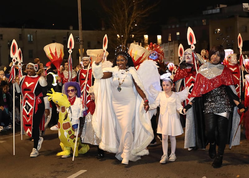 On the Derry Halloween carnival parade in the city on Thursday night. Picture Margaret McLaughlin  31-10-24