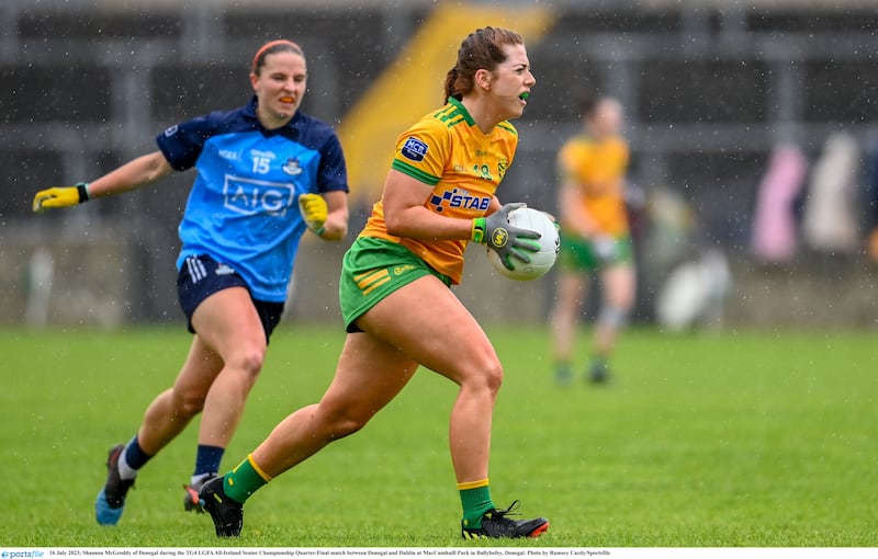 ; Shannon McGroddy of Donegal during the TG4 LGFA All-Ireland Senior Championship Quarter-Final match between Donegal and Dublin at MacCumhaill Park in Ballybofey, Donegal. Photo by Ramsey Cardy/Sportsfile