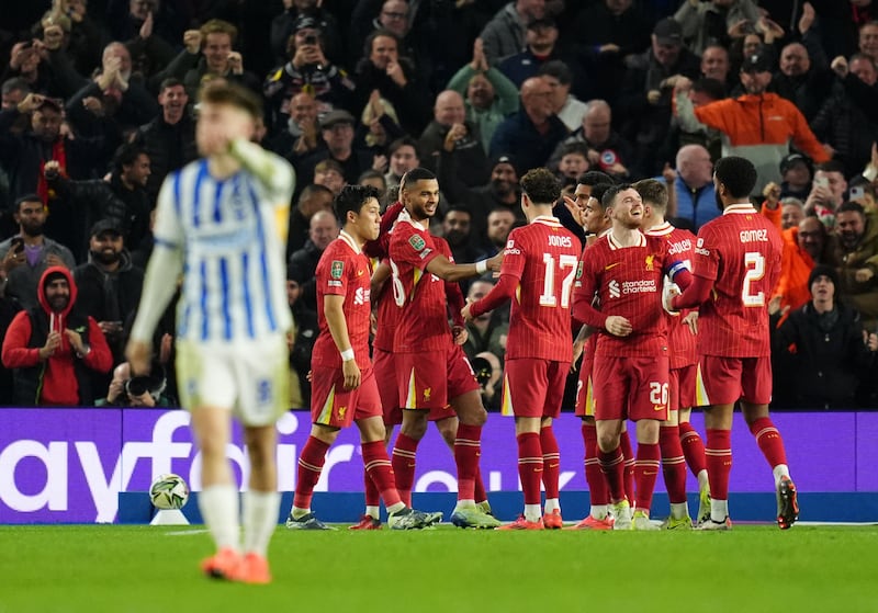 Liverpool progressed to the Carabao Cup quarter-finals by beating Brighton 3-2