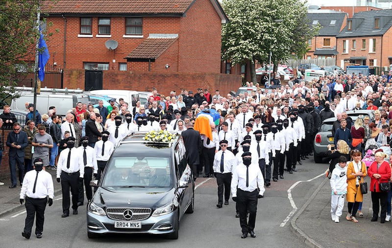 The funeral has taken place in west Belfast of former INLA prisoner Martin McElkerney &nbsp;