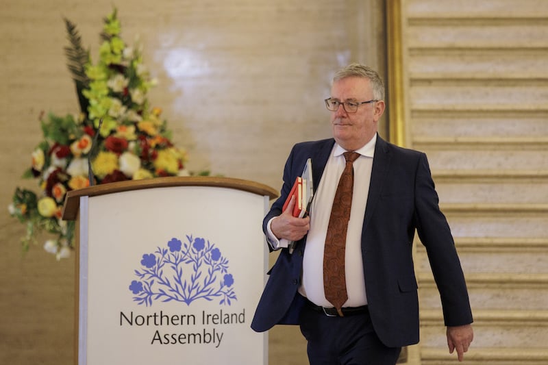 UUP MLA Mike Nesbitt in the Great Hall at Parliament Buildings at Stormont, ahead of the debate on the budget