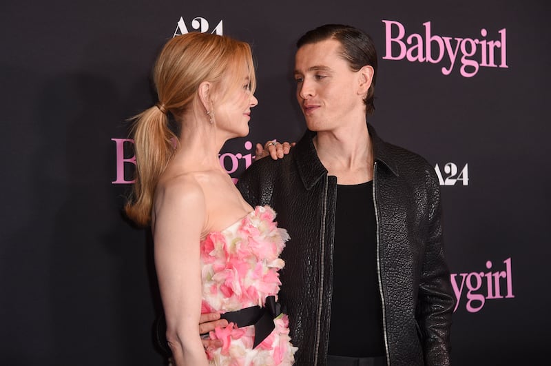 Nicole Kidman, and Harris Dickinson arrive at the premiere of Babygirl (Richard Shotwell/AP)