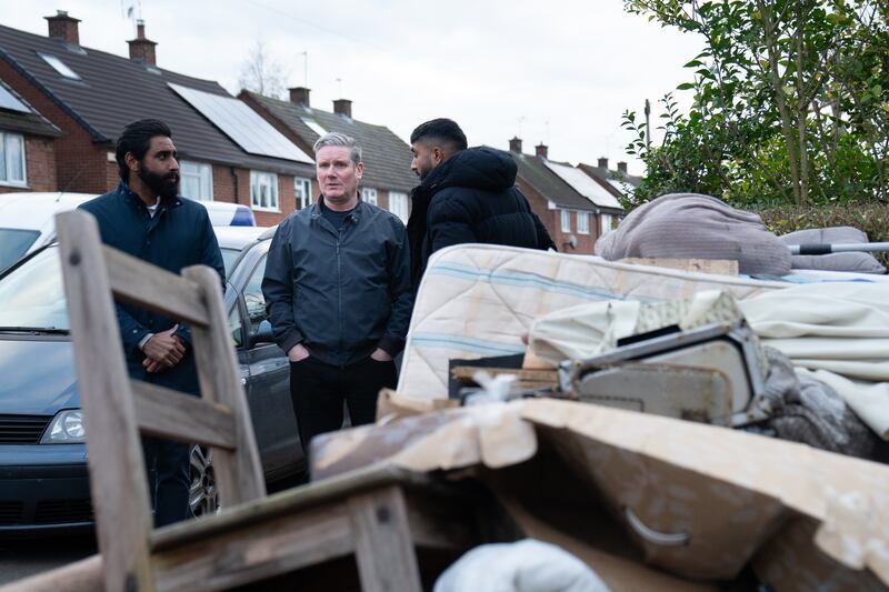 Labour Party leader Sir Keir Starmer meets residents in Loughborough in the East Midlands