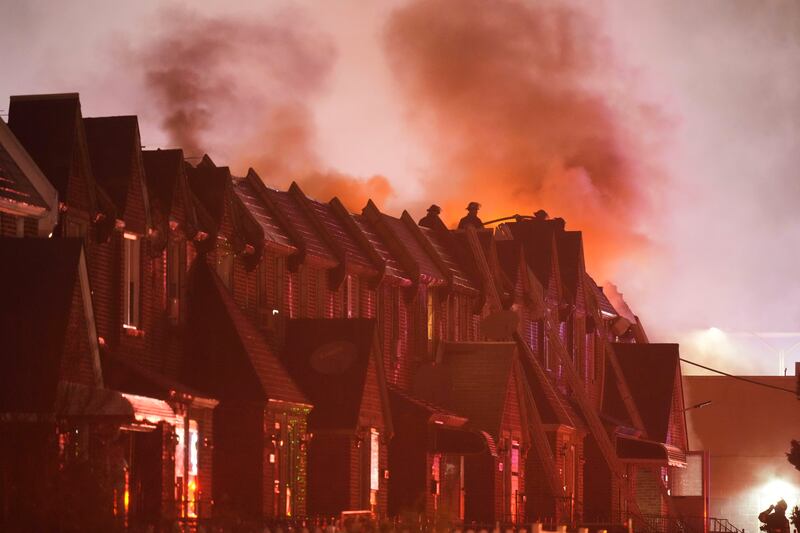 The scene after a small plane crashed in Philadelphia (Matt Rourke/AP)