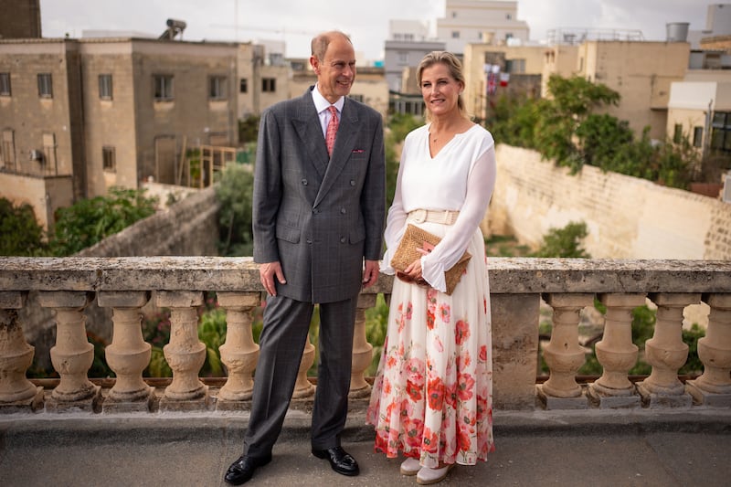 The Edinburghs during a tour of Villa Guardamangia, the former home of Queen Elizabeth II, in Malta