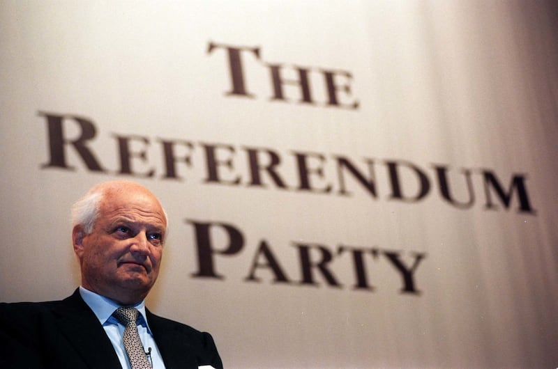 Sir James Goldsmith at his Referendum Party Conference in Brighton