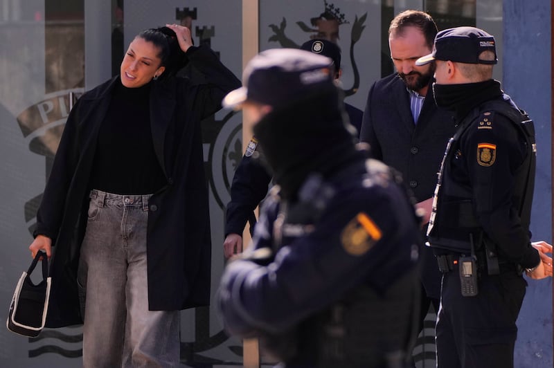 Football player Jenni Hermoso leaves after giving evidence at a court on the outskirts of Madrid (Manu Fernandez/AP)