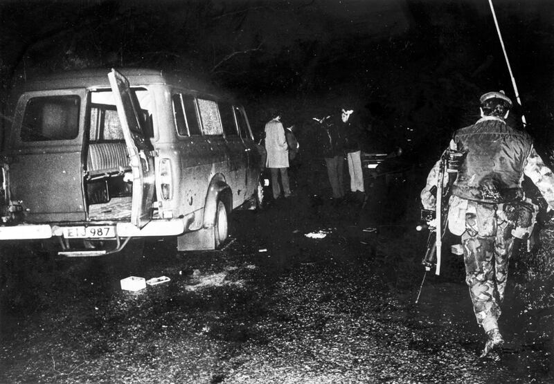 Alan Lewis - PhotopressBelfast.co.uk               12-4-2024   
The inquests findings were made public  today , (Friday) at Belfast Coroners Court into the murders of ten protestant workmen who were taken off their works minibus and massacred in a hail of bullets on 5/1/1976.         
Original caption follows :          Richard Hughes - catholic workman spared by gunmen in IRA's infamous sectarian  massacre of 10 protestants at Kingsmills, County Armagh.