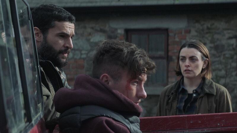 Mikey (Christopher Abbott), Jack (Barry Keoghan) and Caroline (Nora-jane Noone) in Bring Them Down