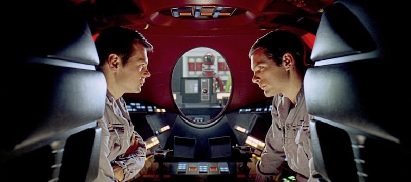 Gary Lockwood (left) and Keir Dullea conspire against their computerised foe, HAL 