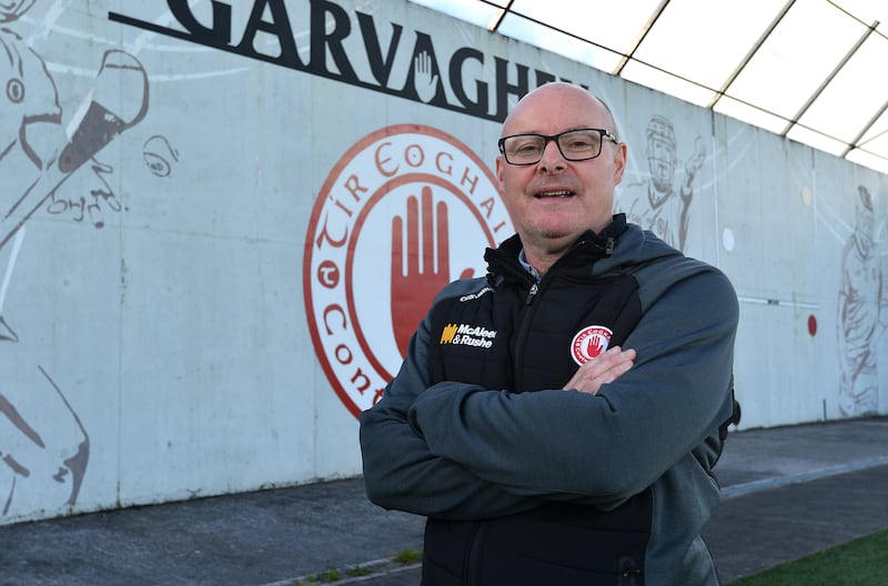 Malacy O’Rourke being unveiled at the new Tyrone GAA Senior team manager at Garvaghey Centre, Tyrone.. Picture Oliver McVeigh