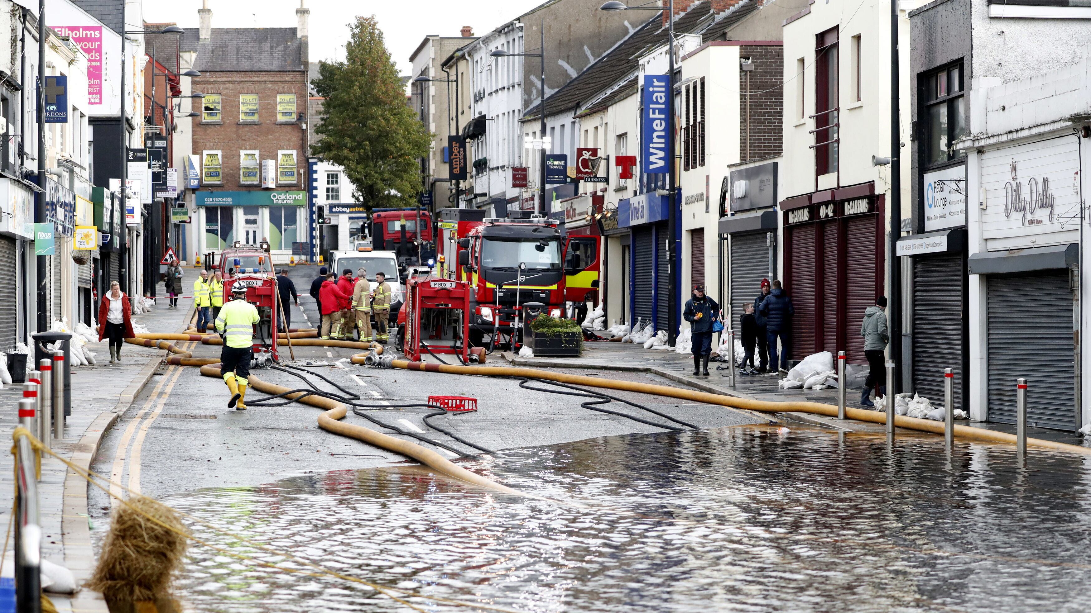 Downpatrick was heavily affected by flooding. Picture by Peter Morrison/PA