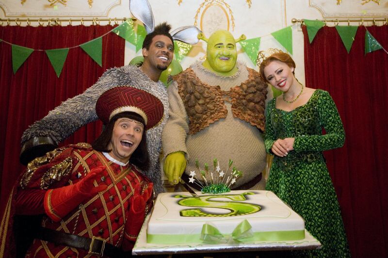 Lord Farquaad, depicted here on the left among cast members from Shrek the Musical, has scored Labour millions of views