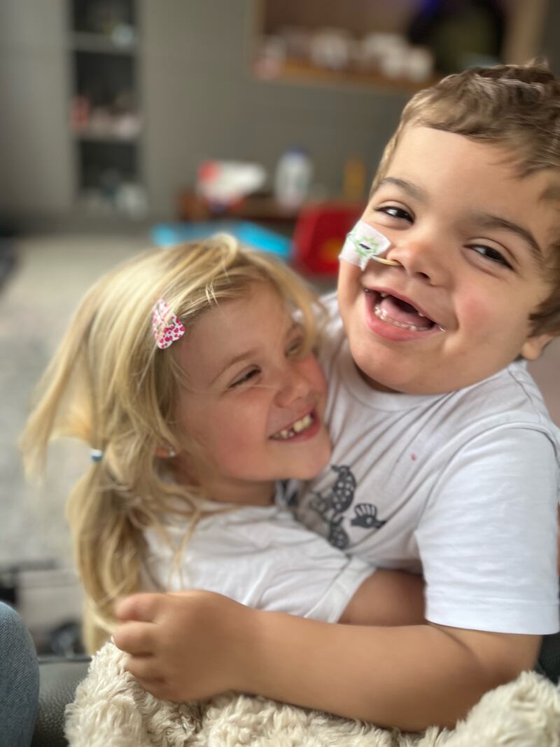 Gunner Lewis-Vale, 5, pictured with his big sister Daisy, 7. Mum Holly Lewis-Vale said the pair have an ‘amazing bond’.