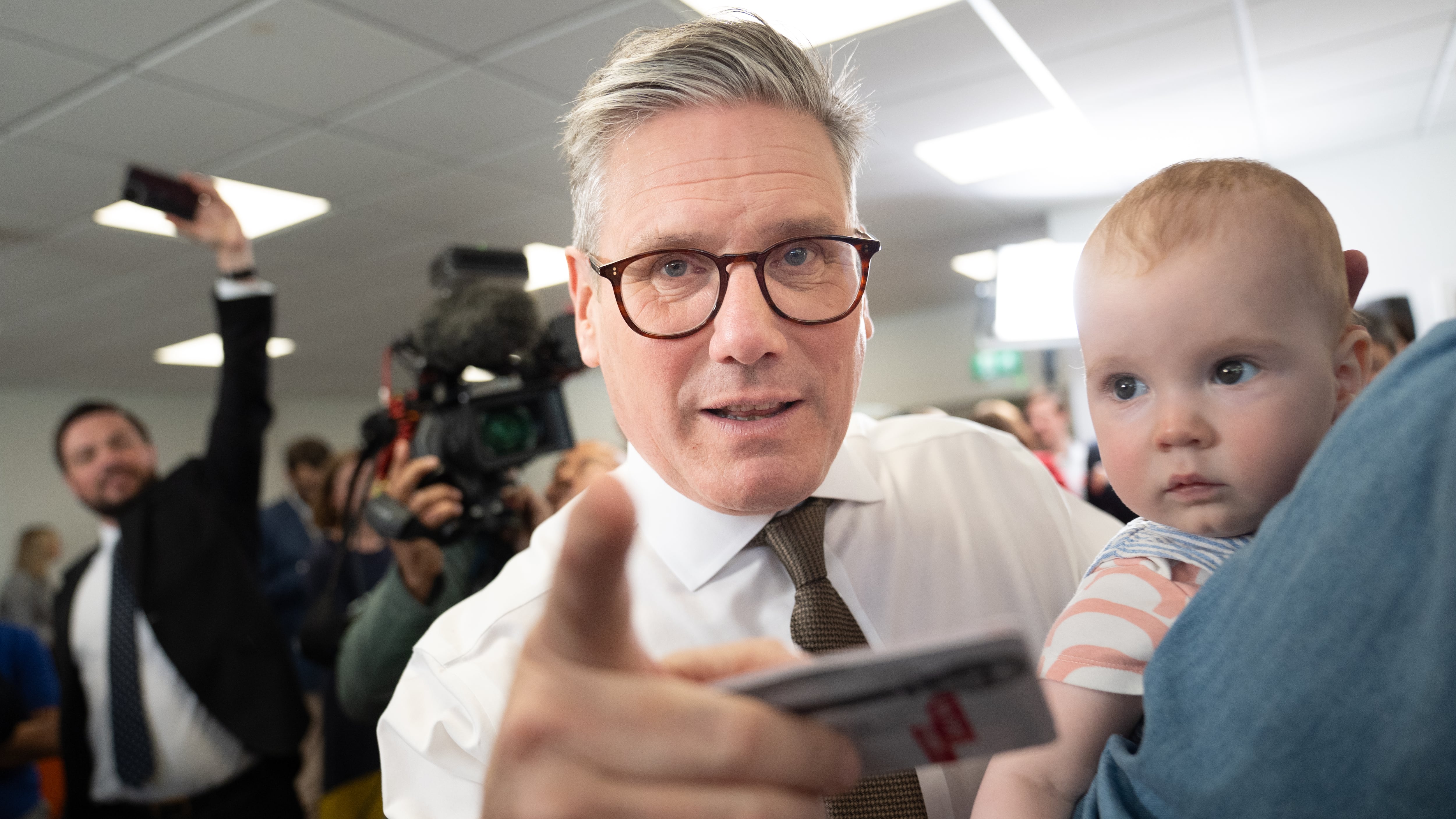Labour Party leader Sir Keir Starmer at Worcester City Football Club where he met Labour supporters whilst campaigning in the West Midlands for this year’s General Election to be held on July 4 . Picture date: Wednesday May 29, 2024.