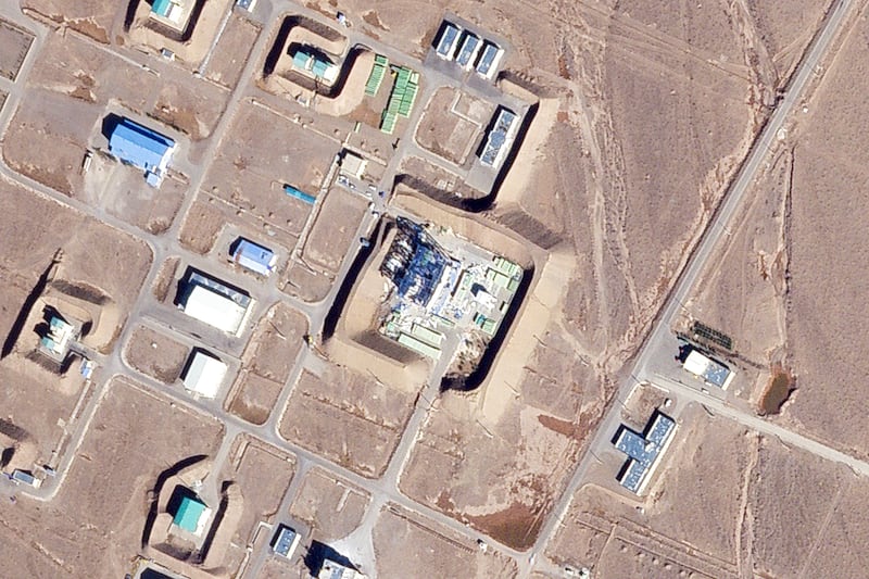 This satellite photo from Planet Labs PBC shows a damaged large building at the Revolutionary Guard’s Shahroud Space Center in Semnan province, Iran (Planet Labs PBC via AP)