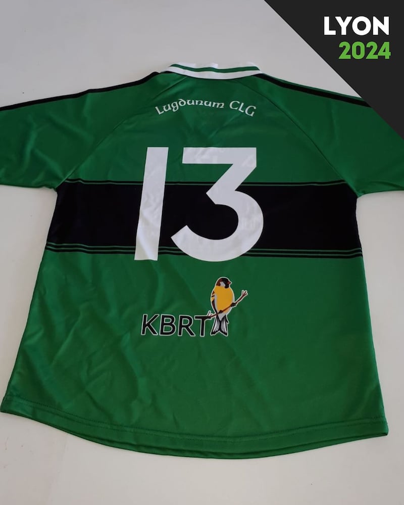 The Lugdunum jerseys, which will carry the logo of the Kevin Bell Repatriation Trust