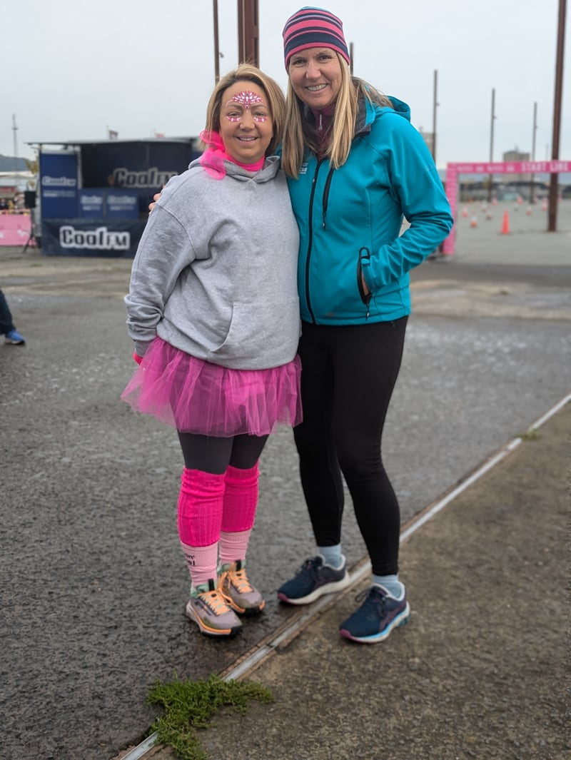 Caroline Kearney (left) with Caroline Hart from Cancer Focus NI on Sunday.