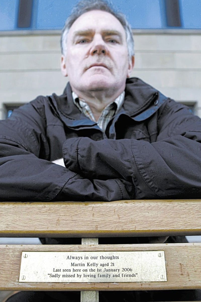 Raymond Kelly at a bench on Pollock Dock close to where his son Martin was last seen on New Year&#39;s Day 2006. Picture by Colm O&#39;Reilly 