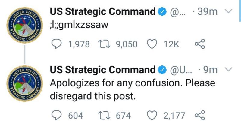 Cryptic US military tweet was no code, it was toddler gibberish