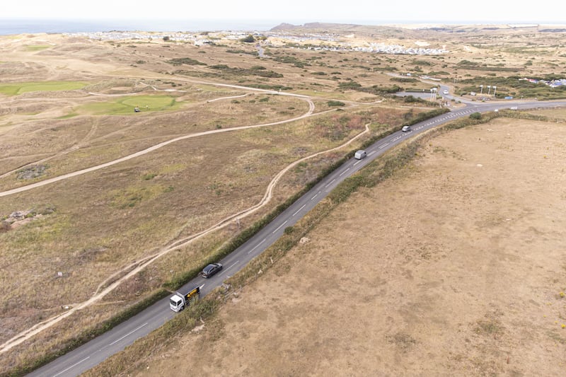 Dry fields of grassland and a golf course near Perranporth, Cornwall, in 2022