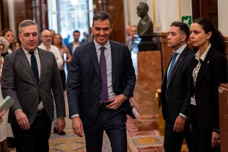 Spain’s Prime Minister Pedro Sanchez was jeered by some politicians when he voted ‘yes’ to the amnesty legislation (Bernat Armangue/AP)