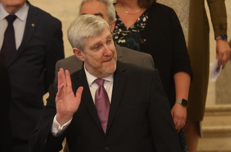 Minister for Infrastructure John O’Dowd , as Northern Ireland's devolved government is restored, Two years to the day since it collapsed. PICTURE:  COLM LENAGHAN