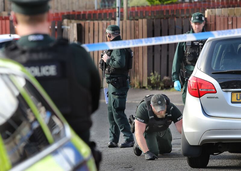 Forensics examining a caravan at scene of a blast in the Carnhill area of Derry on Wednesday morning. Homes were evacuated and a van was taken from the scene. Picture Margaret McLaughlin  25-9-2024