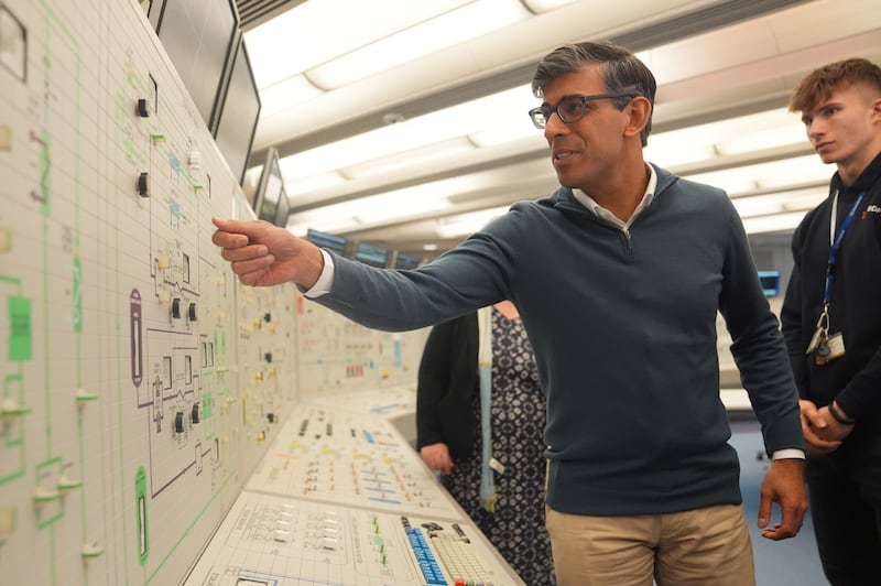 Prime Minister Rishi Sunak in the Training Control Room during a visit to Sizewell in Suffolk, while on the General Election campaign trail