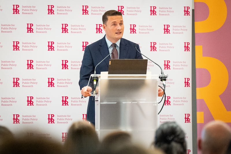 Health Secretary Wes Streeting delivers a speech at an Institute for Public Policy event.