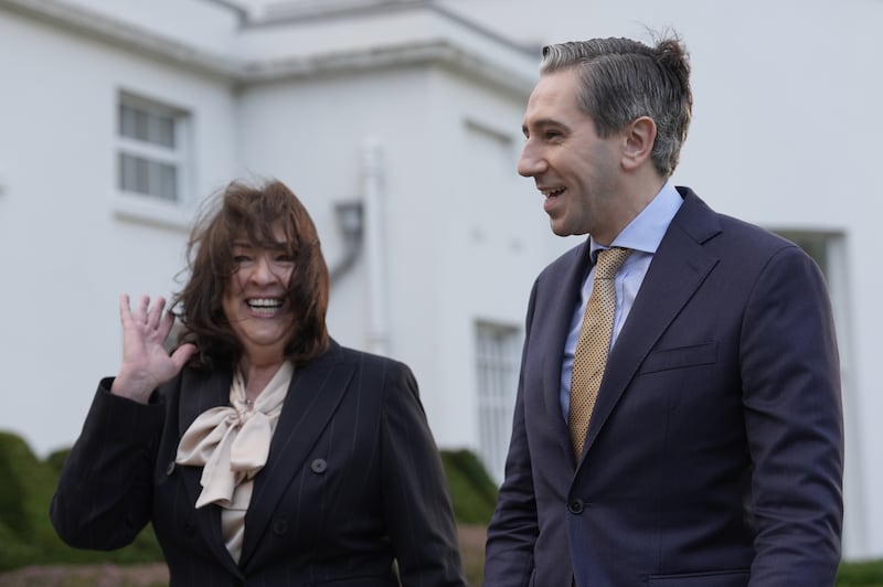 US Ambassador to Ireland Claire D Cronin and Taoiseach Simon Harris