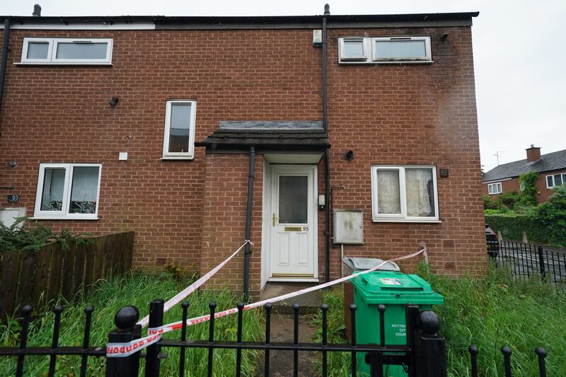 The end-of-terrace house in Radford, Nottingham, where the bodies of two women were found