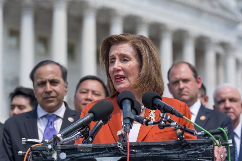 Former House speaker Nancy Pelosi has also weighed into the debate, saying that Biden is ‘on top of his game’ (J Scott Applewhite/AP)