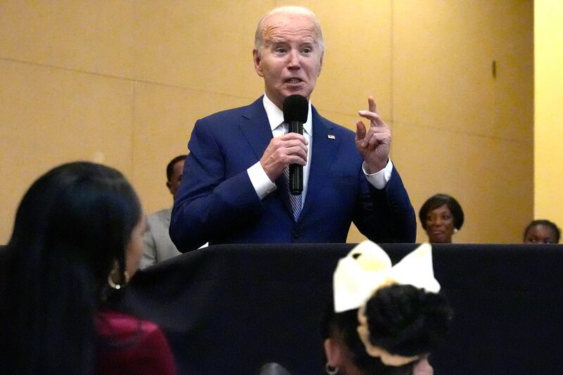 US President Joe Biden met members of his national security team to discuss the latest developments (Jacquelyn Martin/AP)