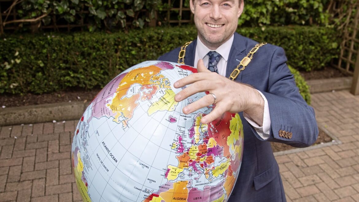 International opportunities, global trends and winning ways feature in Hospitality Exchange 2023, seen being launched by NIHF president Eddie McKeever. The two day conference will take place on October 17 &amp; 18 in Belfast&#39;s Crowne Plaza Hotel (www.hospitalityexchange.org.uk) 