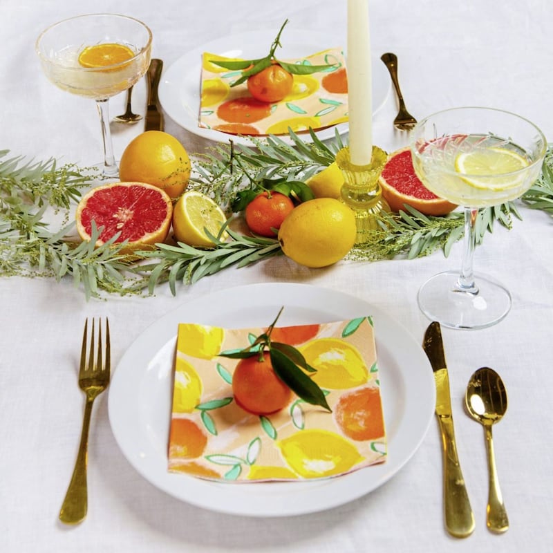 Citrus Fruit Recyclable Paper Napkins - 20 Pack, Talking Tables