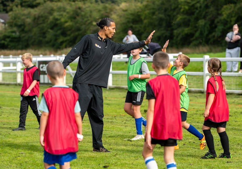 Liverpool captain Virgil van Dijk attended a McDonald’s Fun Football session for 500 children in Cheshire (Credit: McDonald’s)