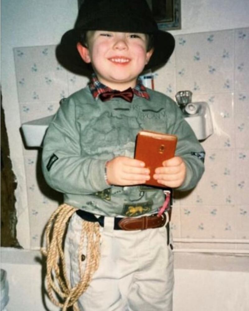 George Ridgway pictured ready for adventure aged five, inspired by his childhood hero Indiana Jones.