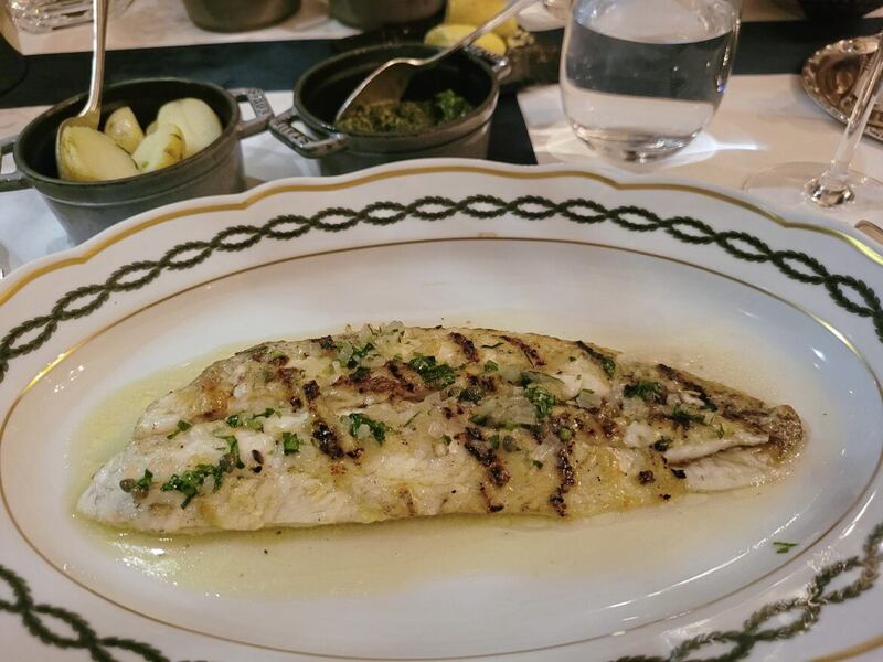 The delicious Dover Sole prepared by The Milestone Hotel chef Sam 